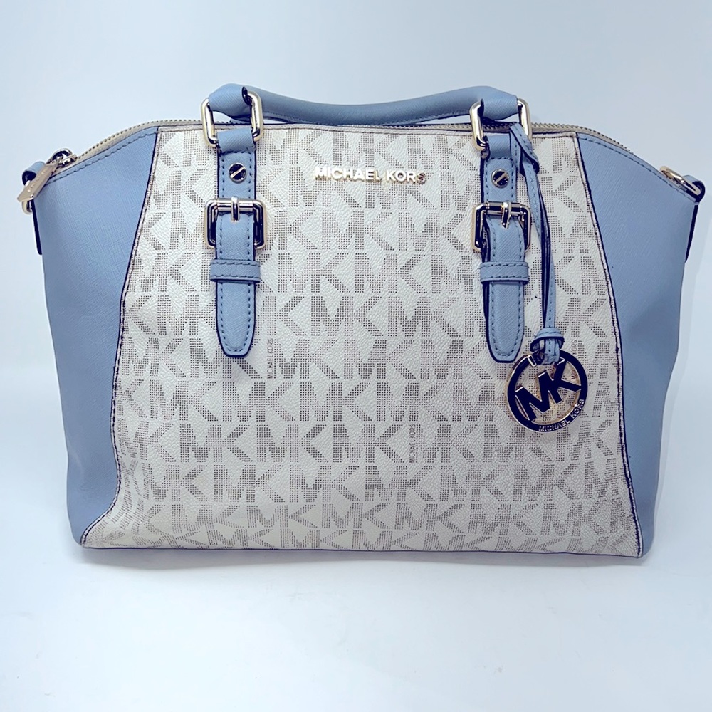 Michael Kors Signature Blue Ciara Satchel